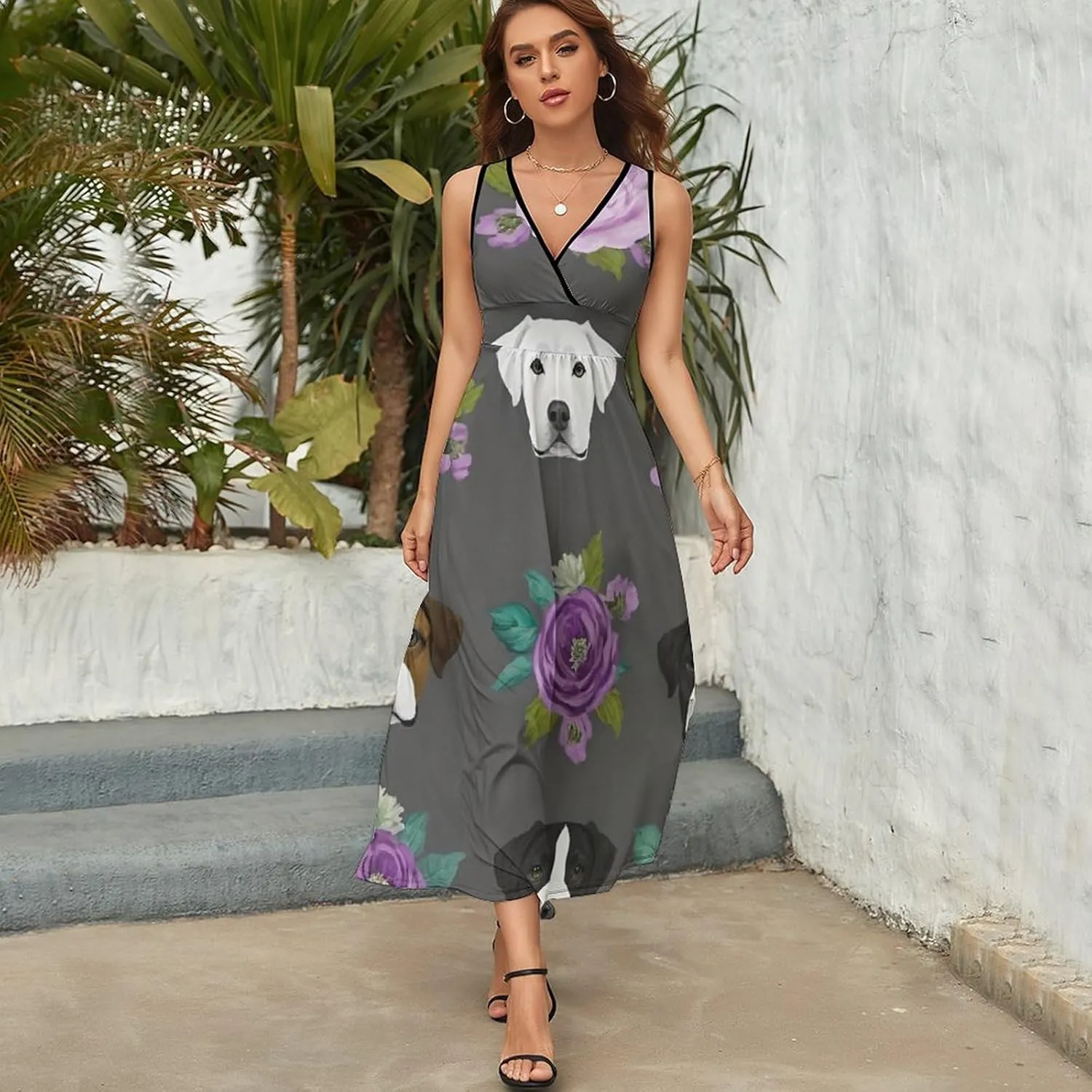 2025 Summer Dress V-Neck Sleeveless Comfort-Fit Beach Party Long Maxi Dress