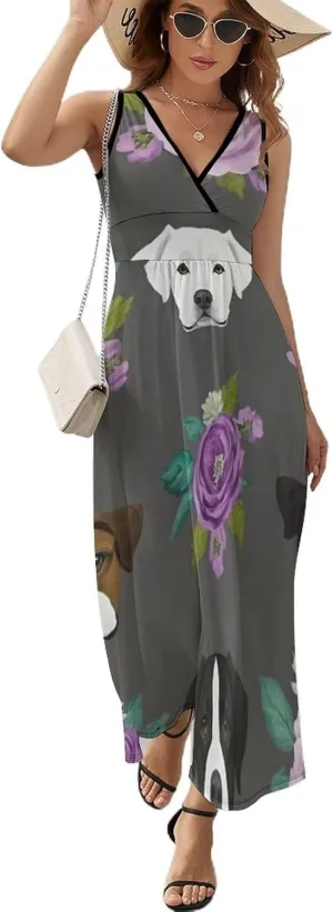 2025 Summer Dress V-Neck Sleeveless Comfort-Fit Beach Party Long Maxi Dress