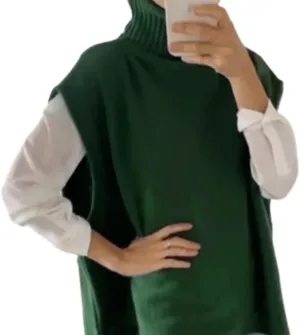 Alafime Women's Y2K Cottagecore Oversized Sweater Fairy Grunge Turtleneck Knitwear Harajuku Aesthetics Sleeveless Pullover
