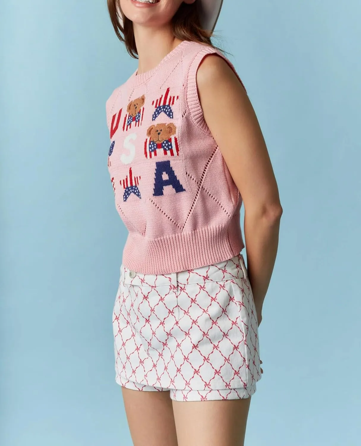 Amiblvowa Knit Vest Top Women Y2k Sexy Summer Slim Fit Crewneck Tank Sleeveless Going Out Knitted Cropped Crochet Sweater