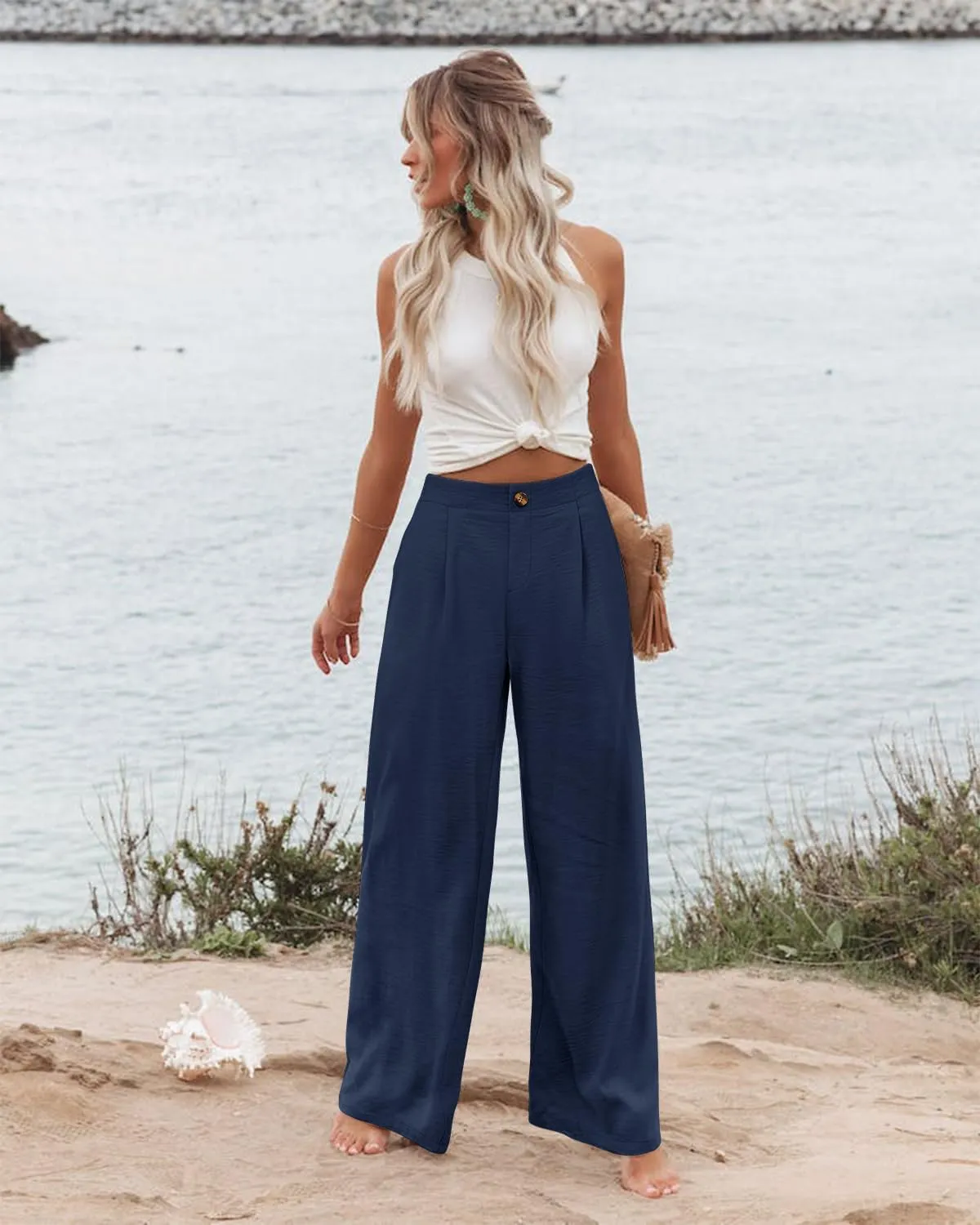 Angerella Casual Pants for Women High Elastic Waisted in The Back Business Trousers Long Casual Work Pants S-3XL