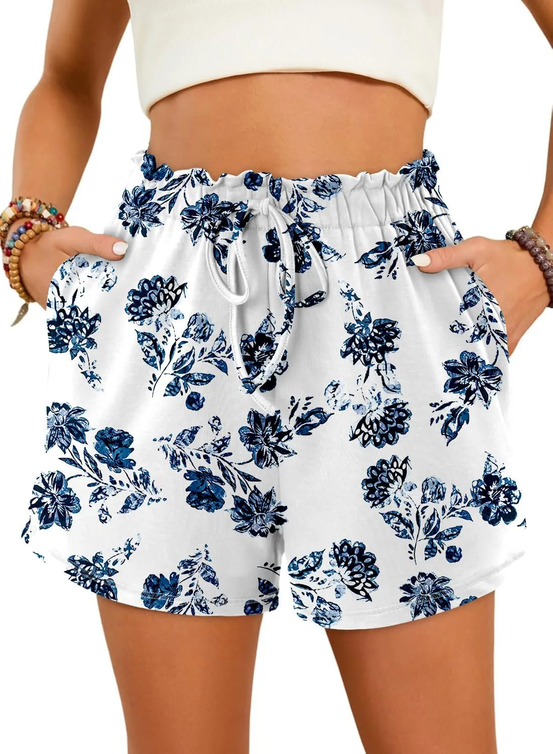 Angerella Womens Shorts with Pockets Summer Casual Shorts for Women Comfy Elastic Waist Lightweight Short Pants