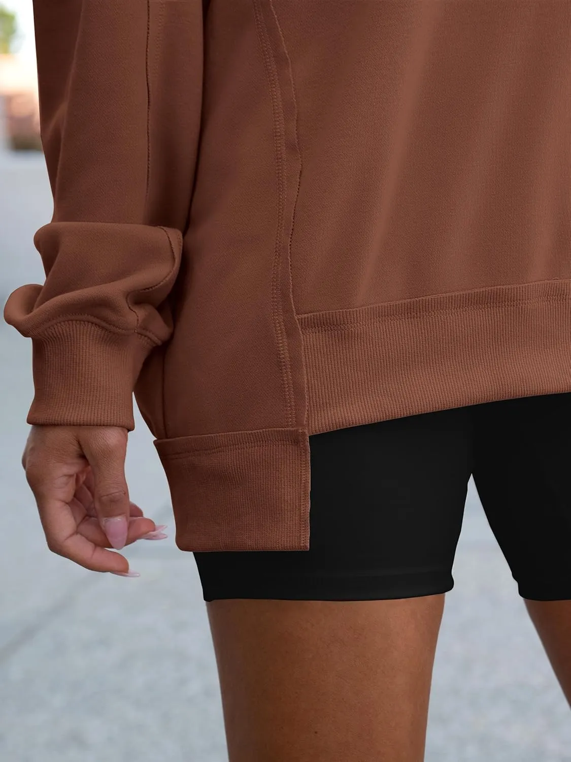 ANRABESS Womens Oversized Sweatshirts V Neck Long Sleeve Tunic Lightweight Pullover Shirts 2025 Fall Tops Teen Girls Outfits