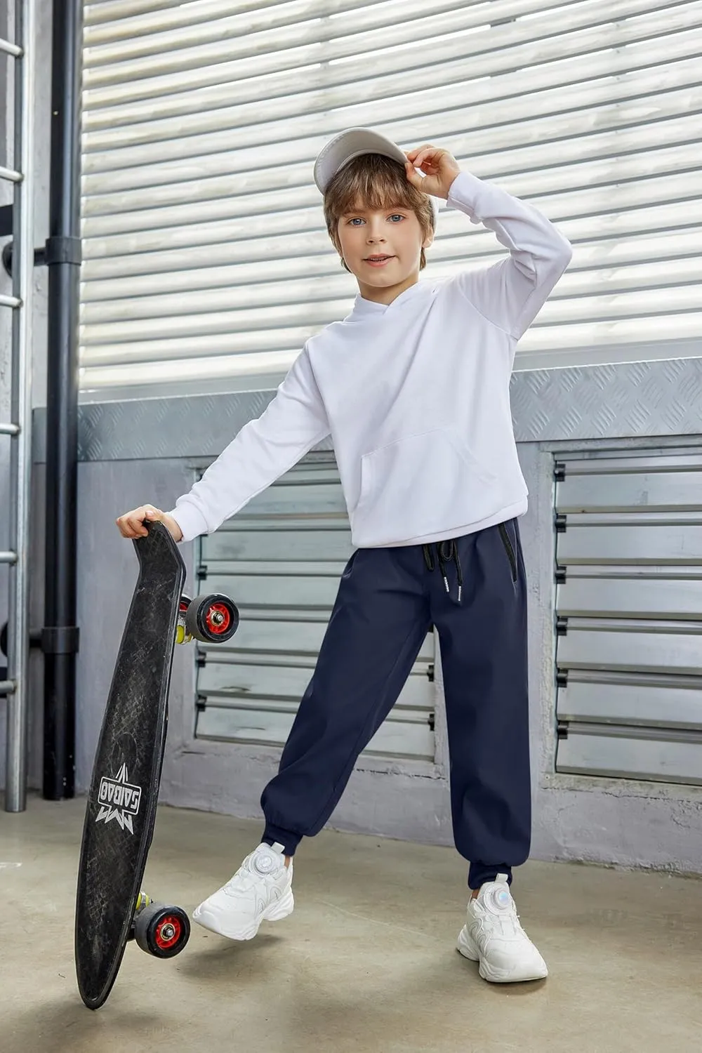Arshiner Boys Casual Pants Kids Elastic Waist Drawstring Jogger Pants Boys Sweatpants with Zipper Pockets 3-12 Years