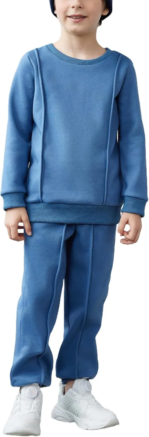Arshiner Boys Round Neck Long Sleeve Sweatshirt and Pants Set Fall Winter Clothes Toddler Boy 2 Piece Thick Outfits