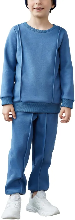 Arshiner Boys Round Neck Long Sleeve Sweatshirt and Pants Set Fall Winter Clothes Toddler Boy 2 Piece Thick Outfits