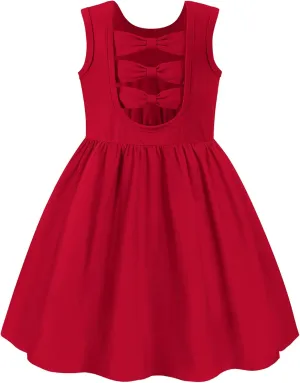Arshiner Toddler Girls Summer Dress Back Bowknot Sleeveless Twirly Casual Beach Party Sundress with Pockets