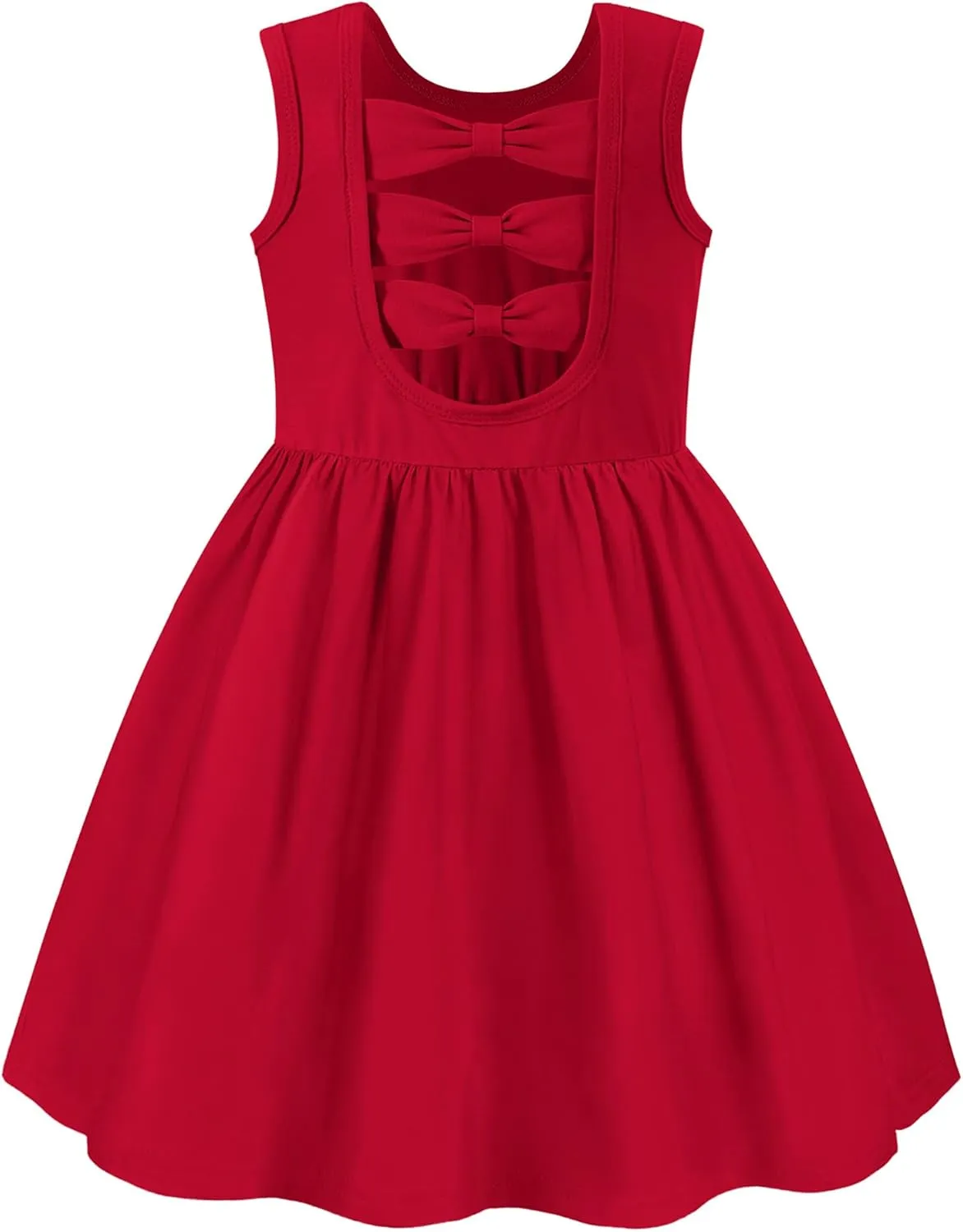 Arshiner Toddler Girls Summer Dress Back Bowknot Sleeveless Twirly Casual Beach Party Sundress with Pockets