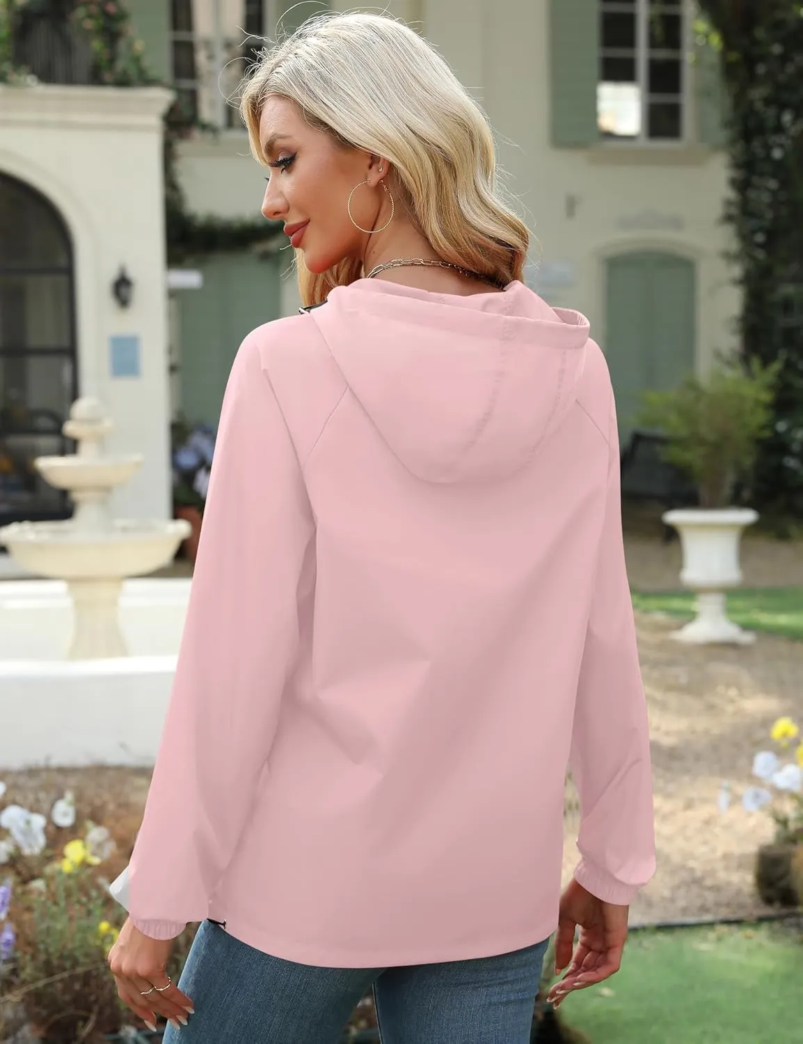 Avoogue Rain Jacket for Women Waterproof Lightweight Windbreaker Jacket with Hood Packable Raincoat with Pockets S-3XL