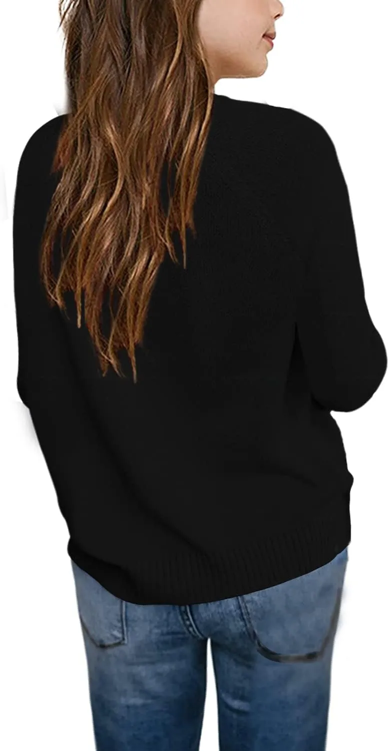 Batermoon Girls' Pullover Sweaters Long Sleeve Cute Heart Pattern Crewneck Knit Jumper Tops