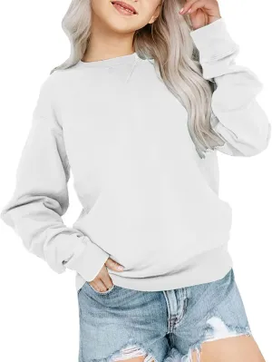 Bingerlily Girls Casual Long Sleeve Sweatshirt Crew Neck Cute Pullover Relaxed Fit Tops