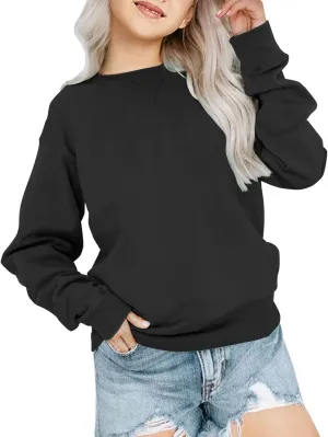 Bingerlily Girls Casual Long Sleeve Sweatshirt Crew Neck Cute Pullover Relaxed Fit Tops