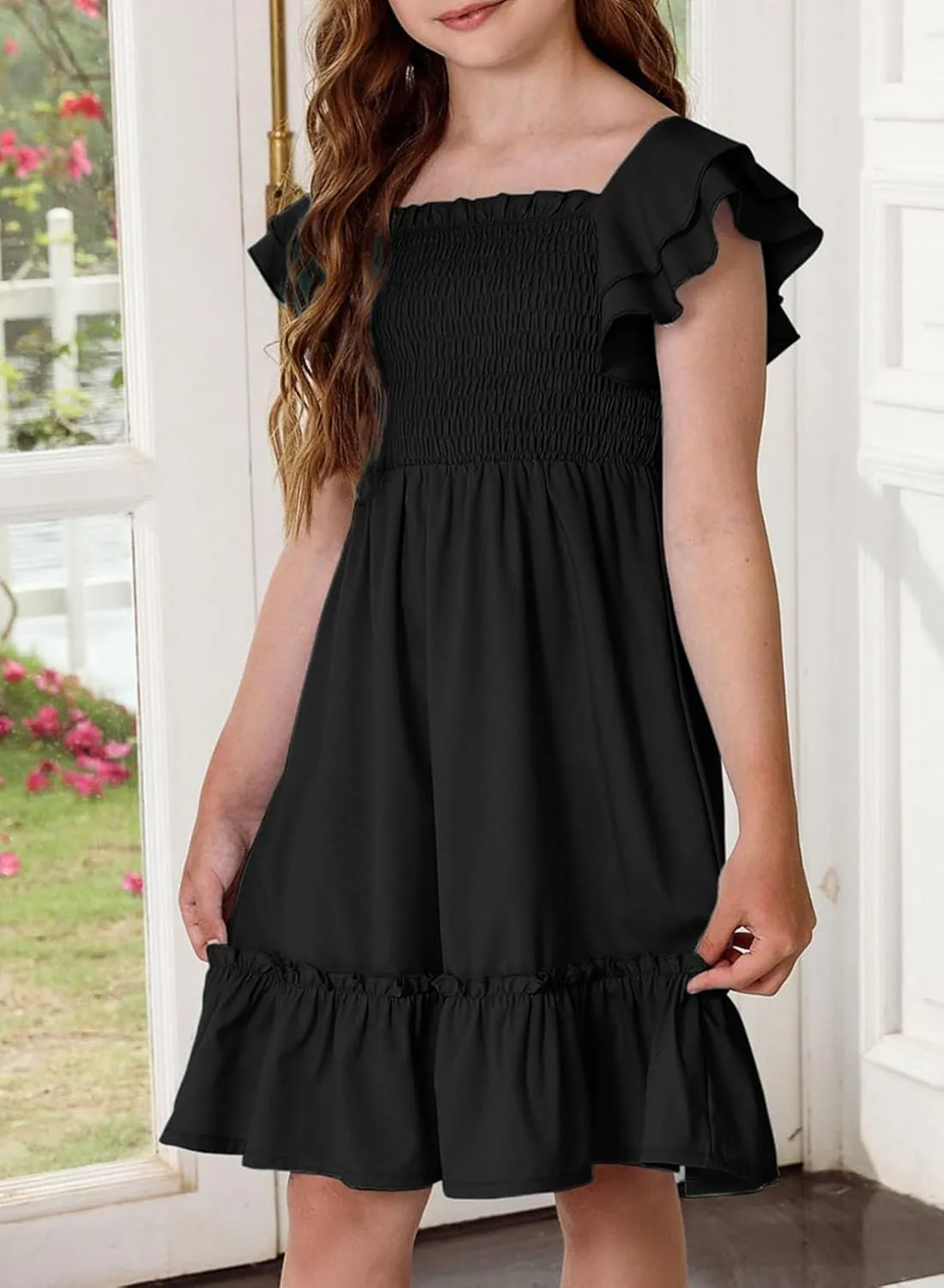 blibean Tween Girls Elegant Ruffle Sleeve Dresses Size 6-15 Years