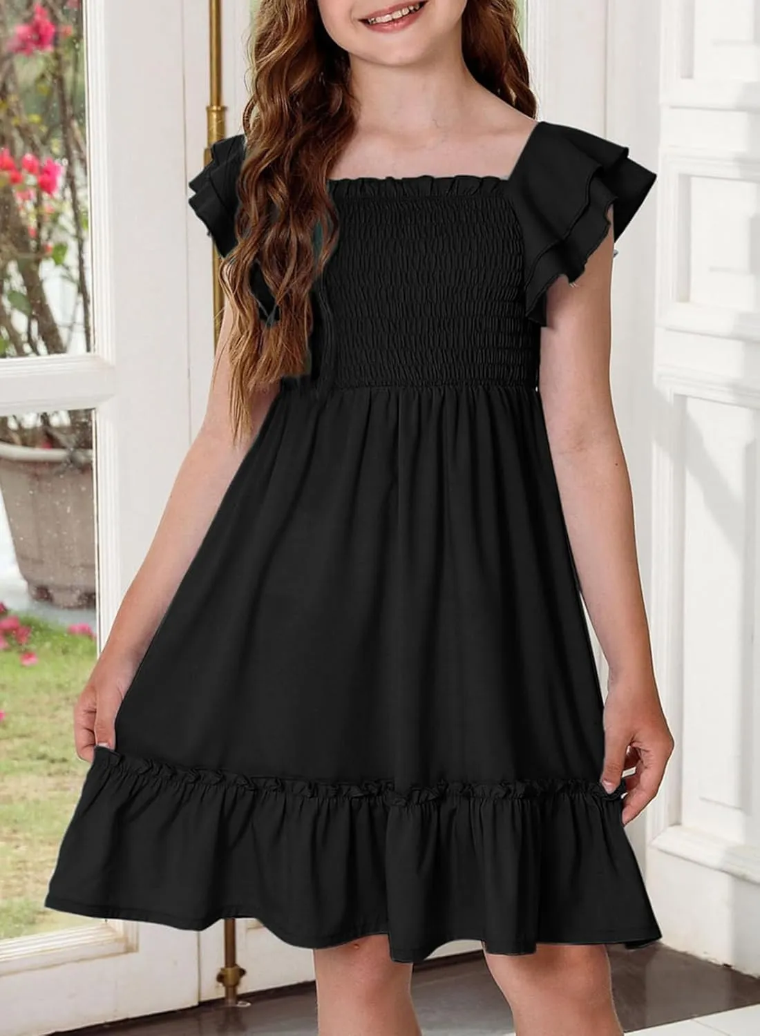 blibean Tween Girls Elegant Ruffle Sleeve Dresses Size 6-15 Years