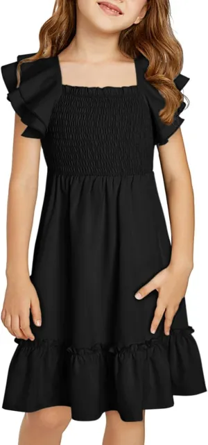 blibean Tween Girls Elegant Ruffle Sleeve Dresses Size 6-15 Years