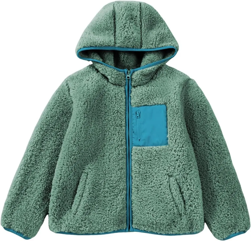 blibean Unisex Kids Girls Boys Jackets Fall Sping Full-Zip Hooded Sweatshirt Size 6-15 Years