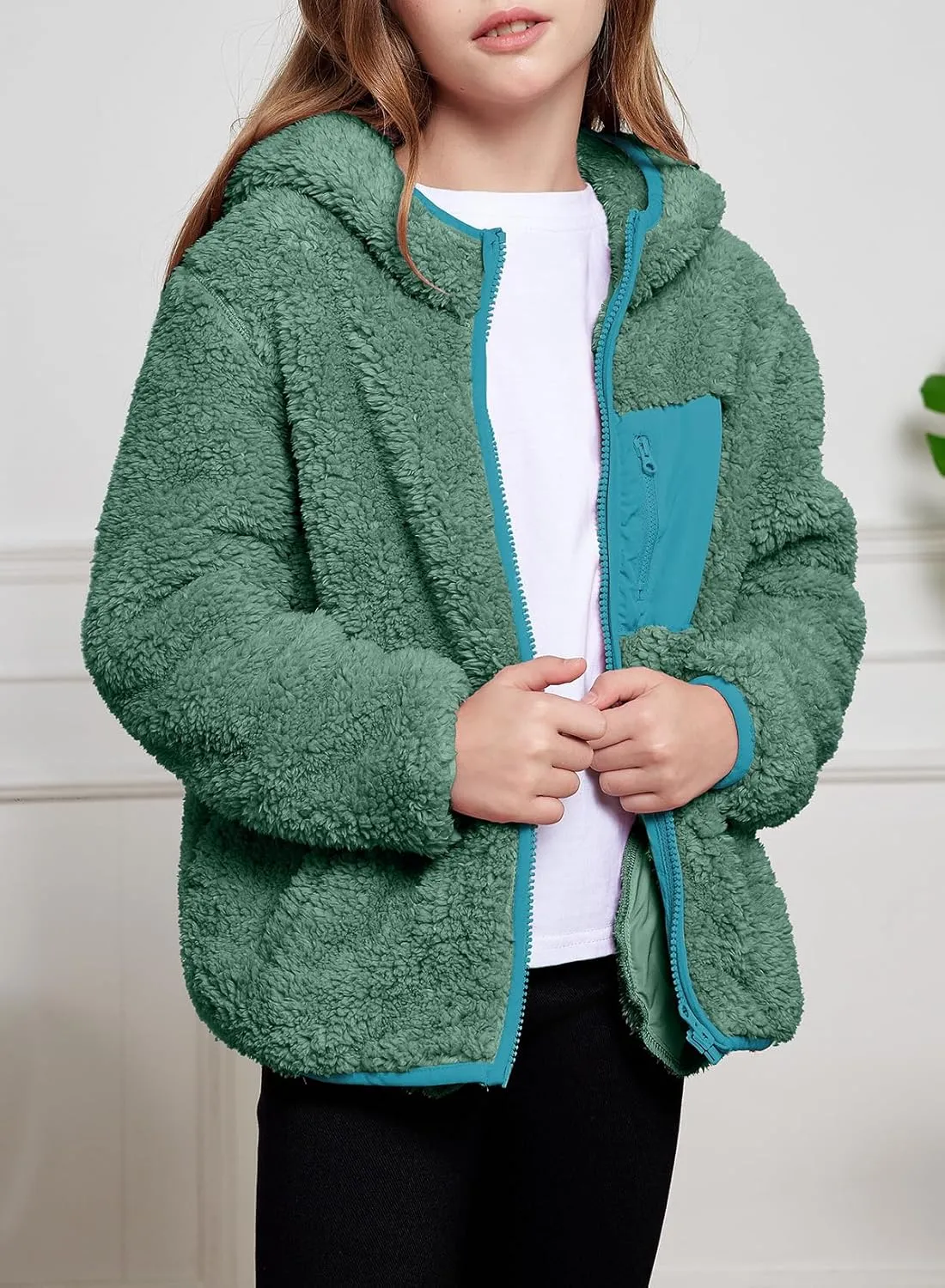 blibean Unisex Kids Girls Boys Jackets Fall Sping Full-Zip Hooded Sweatshirt Size 6-15 Years