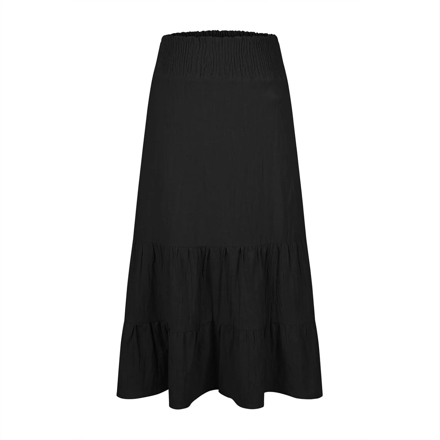 Boho Skirts for Women 2025 Summer Elastic Waist Ruffle Long Skirt Vacation Hawaiian Flowy Tiered Maxi Skirt