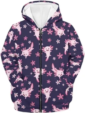 Boys Girls Zipper Hoodies Sweatshirt Long Sleeve Hoodies with Pockets Pullover Sports Tops Age 6-14 Kids