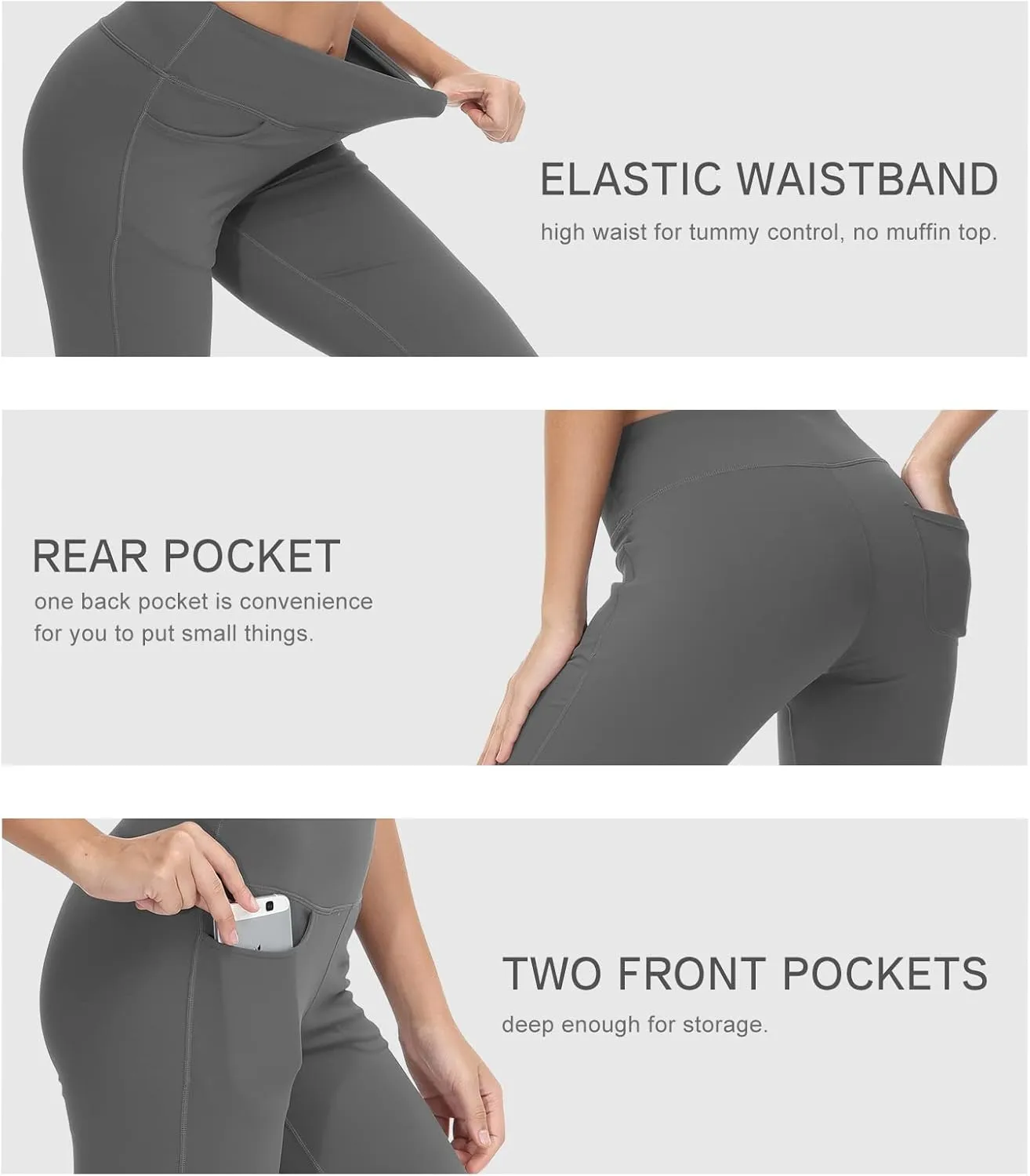 Cakulo Womens Capri Yoga Flare Pants Workout Athletic Active Summer Bootcut Capris Leggings Pockets