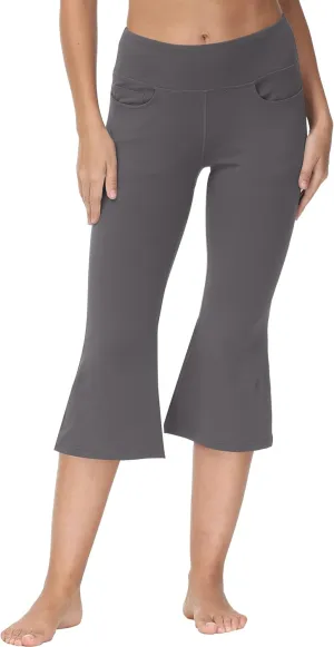 Cakulo Womens Capri Yoga Flare Pants Workout Athletic Active Summer Bootcut Capris Leggings Pockets