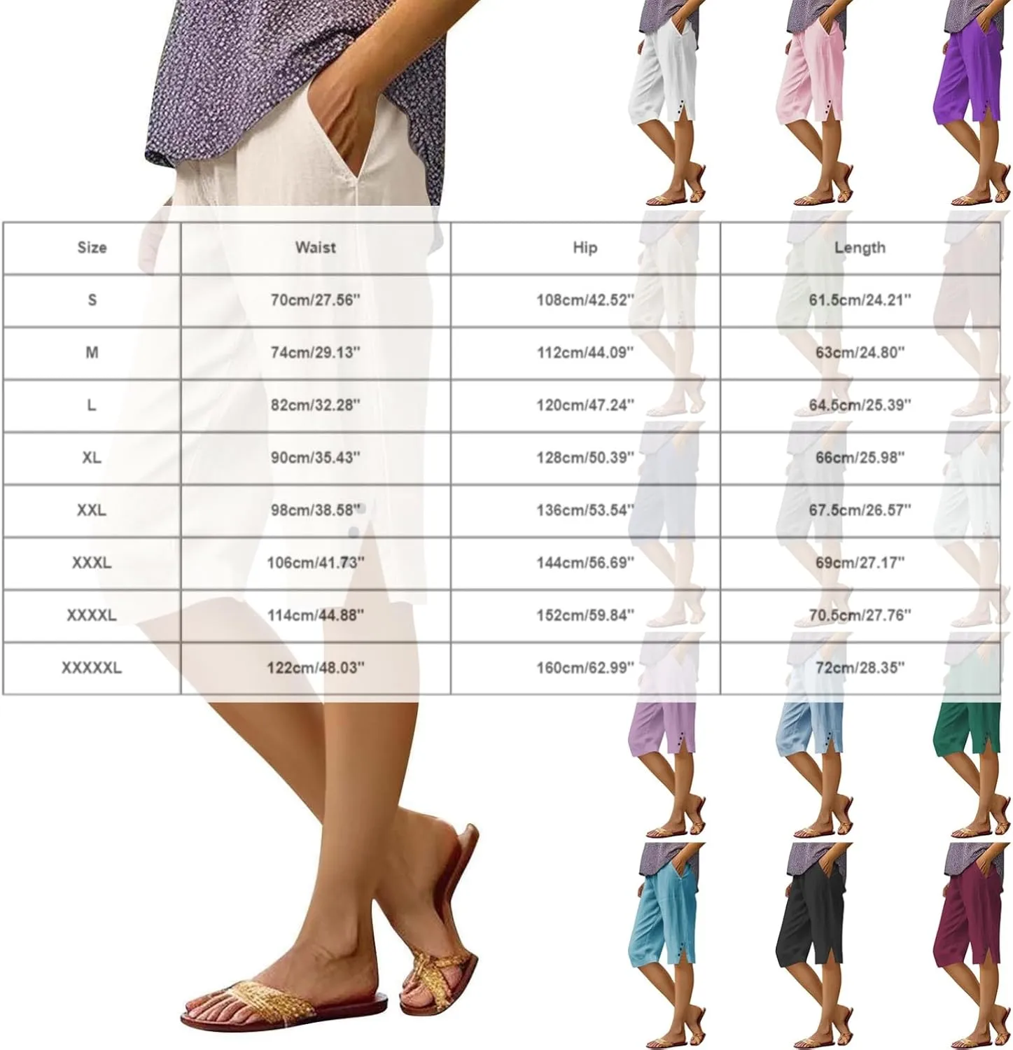 Capri Pants for Women Bermuda Shorts 2025 High Waisted Wide Leg Cropped Linen Pants Casual Palazzo Pant with Pockets