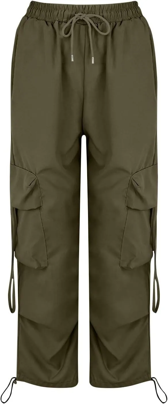 Cargo Pants Women Fashion High Waisted Parachute Pants Y2k Straight Trousers Casual Pants with Pockets
