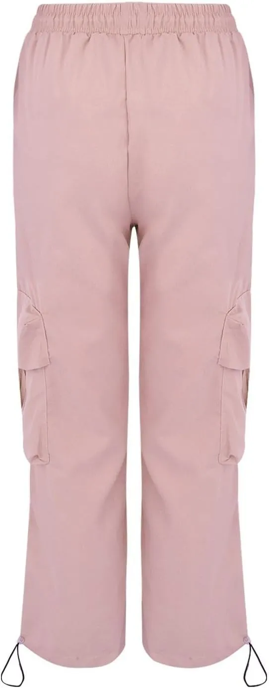 Cargo Pants Women Fashion High Waisted Parachute Pants Y2k Straight Trousers Casual Pants with Pockets