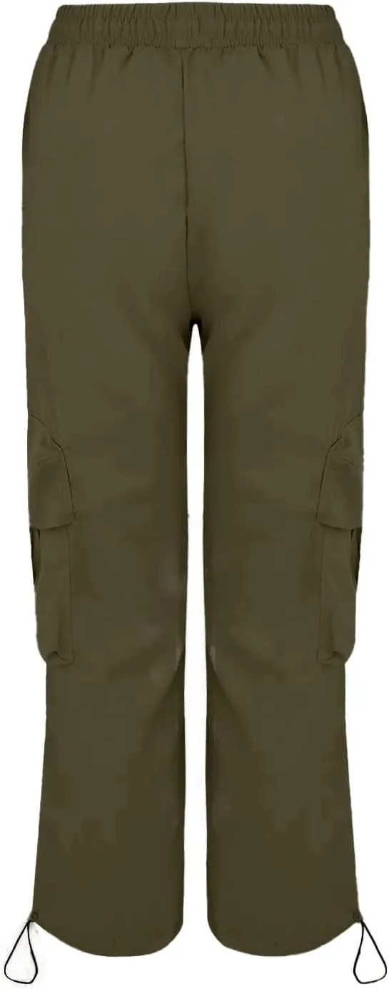 Cargo Pants Women Fashion High Waisted Parachute Pants Y2k Straight Trousers Casual Pants with Pockets