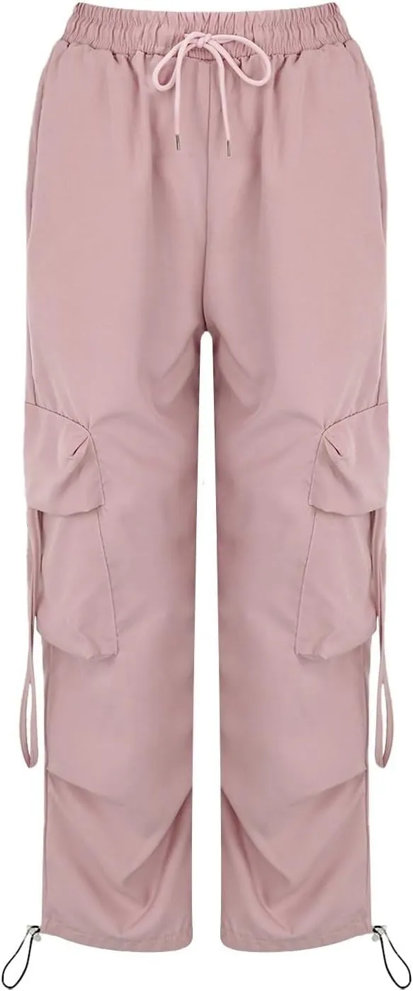 Cargo Pants Women Fashion High Waisted Parachute Pants Y2k Straight Trousers Casual Pants with Pockets