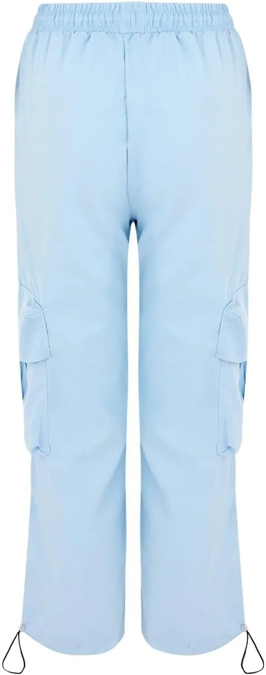 Cargo Pants Women Fashion High Waisted Parachute Pants Y2k Straight Trousers Casual Pants with Pockets