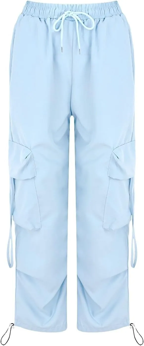 Cargo Pants Women Fashion High Waisted Parachute Pants Y2k Straight Trousers Casual Pants with Pockets