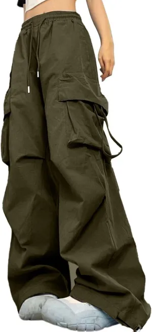 Cargo Pants Women Fashion High Waisted Parachute Pants Y2k Straight Trousers Casual Pants with Pockets