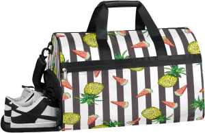 Cartoon Fruit Watermelon Sports Gym Bag with Wet Pocket & Shoes Compartment Waterproof Workout Duffel Bag for Women and Men Weekender Overnight Duffle Bag Travel Carry-on Tote