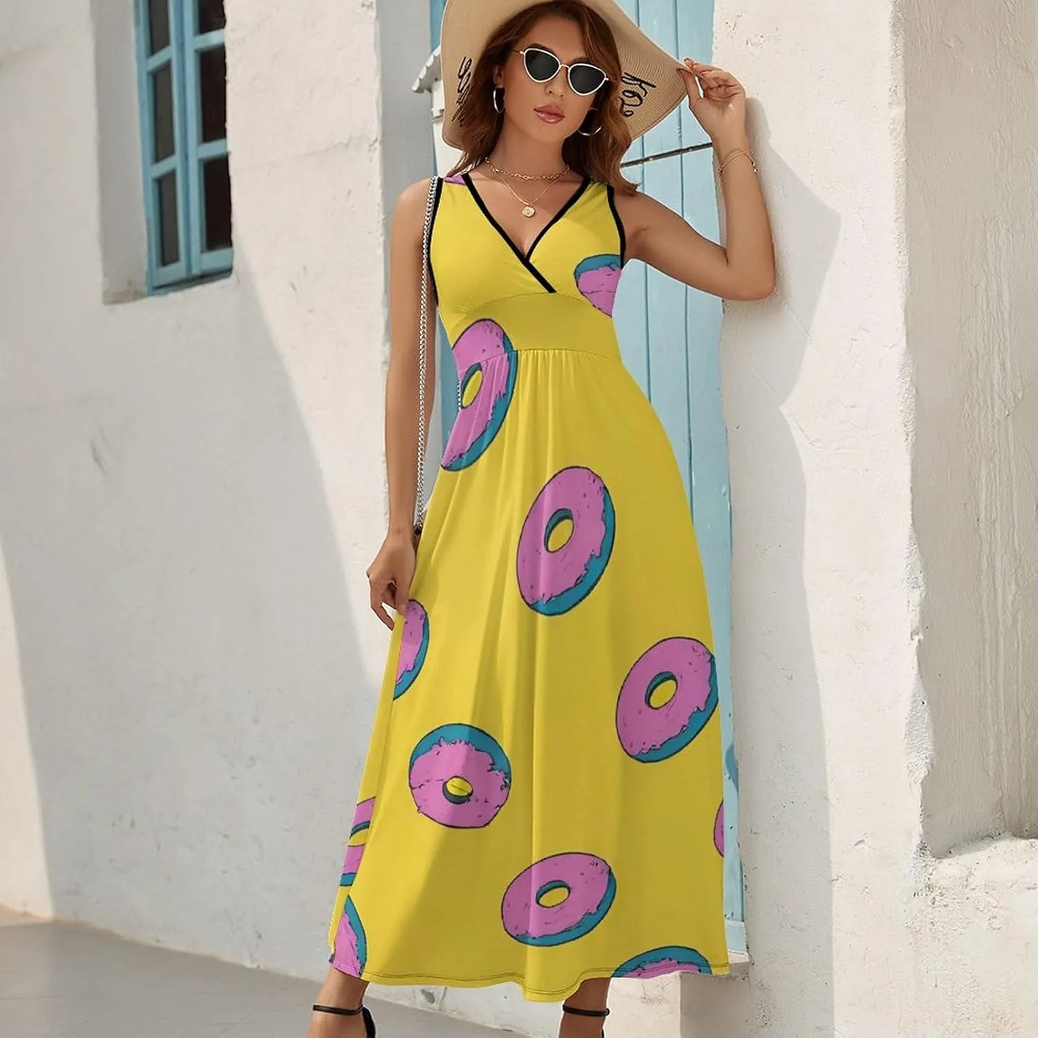 Casual Summer Tank Dress Sleeveless Fitted Beach Swing Dress