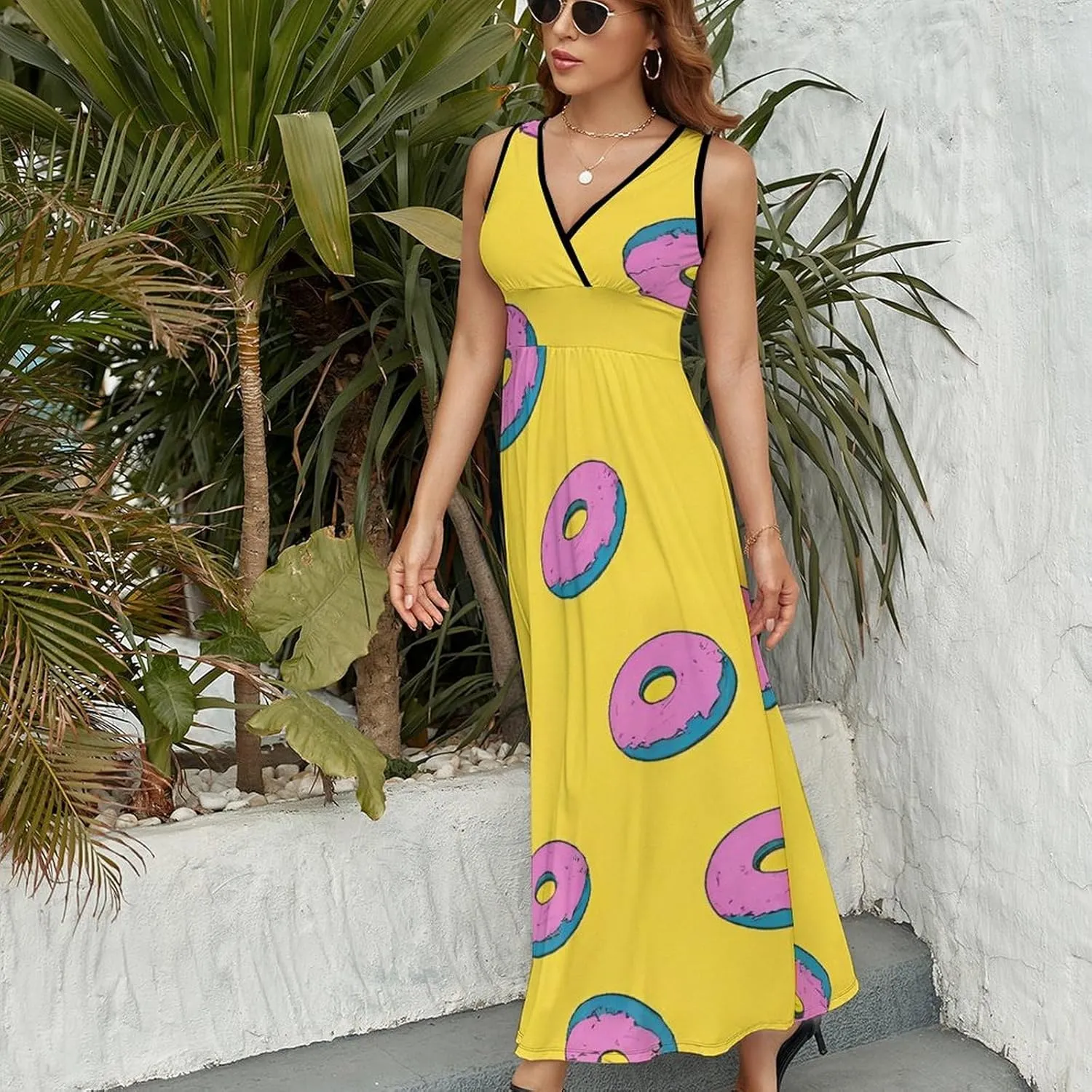 Casual Summer Tank Dress Sleeveless Fitted Beach Swing Dress