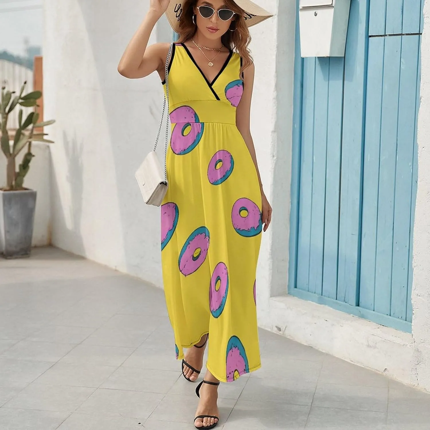 Casual Summer Tank Dress Sleeveless Fitted Beach Swing Dress