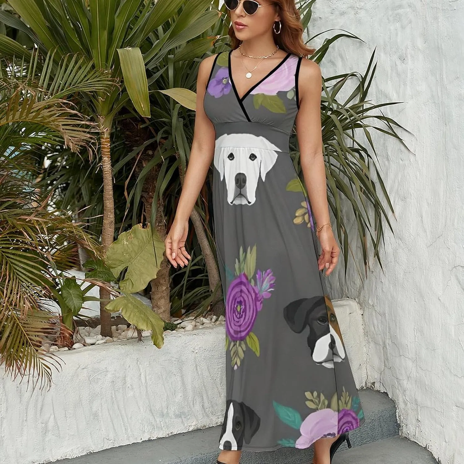 Casual Tank Dress V-Neck Sleeveless Adjustable Beach Dress