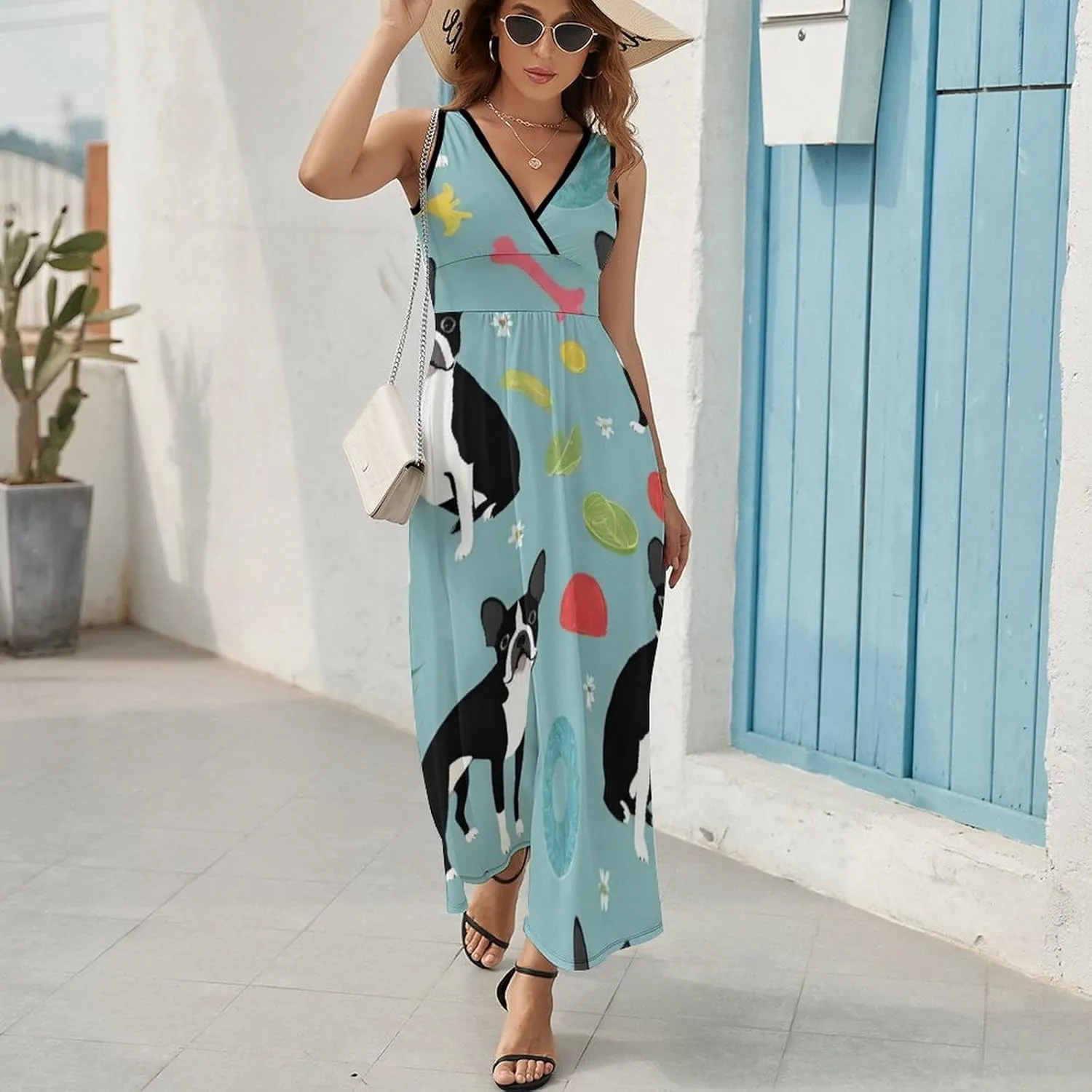 Casual Tank Dress V-Neck Sleeveless Adjustable Beach Dress