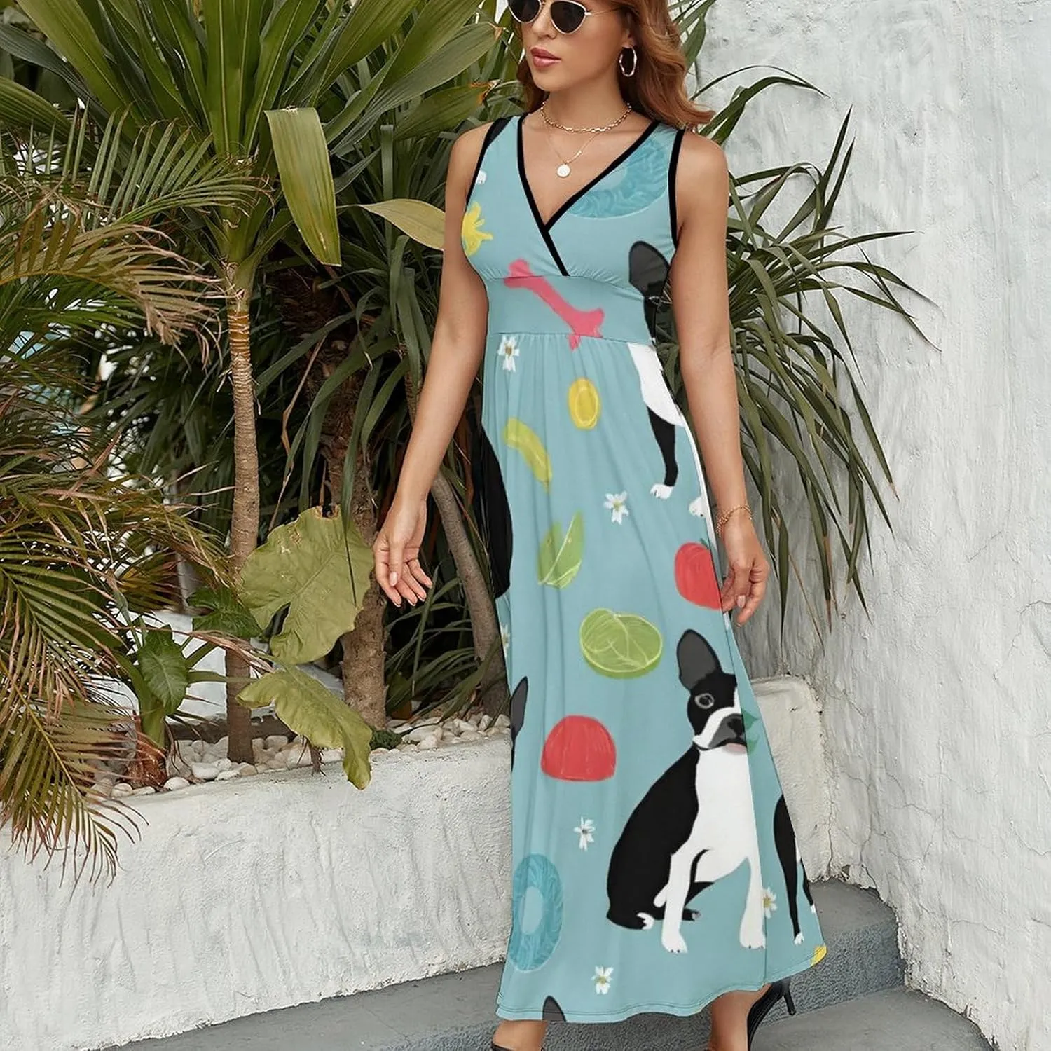 Casual Tank Dress V-Neck Sleeveless Adjustable Beach Dress