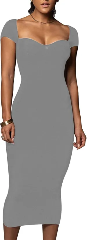 ccisppal Women's Summer Bodycon Dress Sexy Sleeveless Round Neck Dress Cross Side Slit Streetwear Casual Festival Maxi Dress