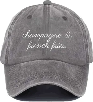 Champagne and French Fries Hat, Champagne and French Fries Cap, Unsiex Baseball Hat
