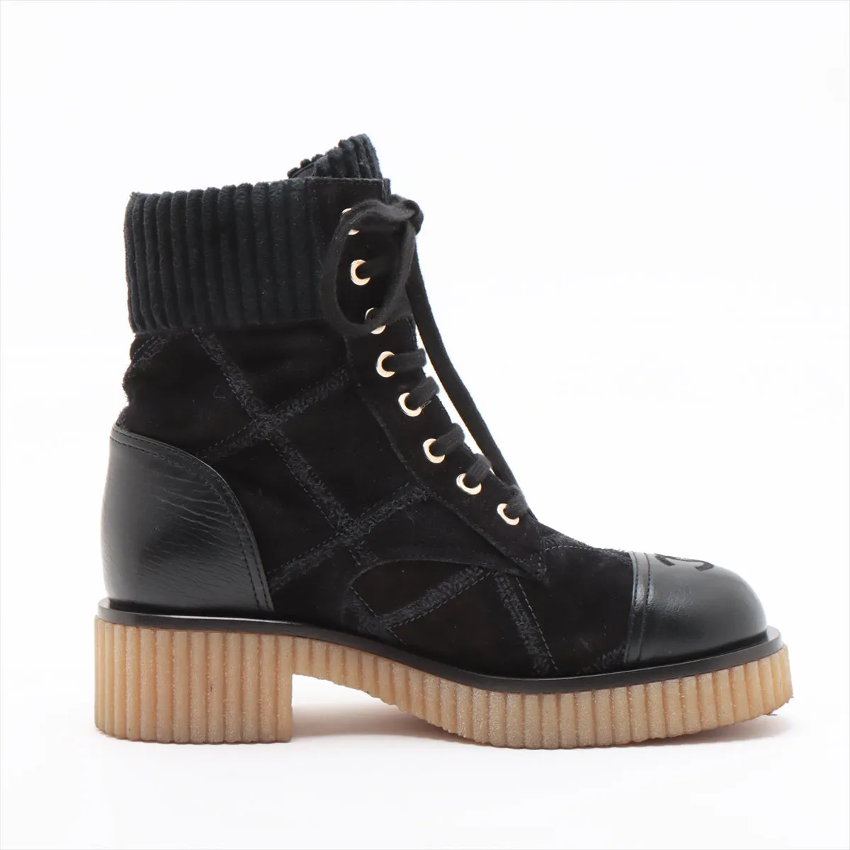 Chanel Coco Leather X Suede Shoes 36  Black G36536 Matrasse