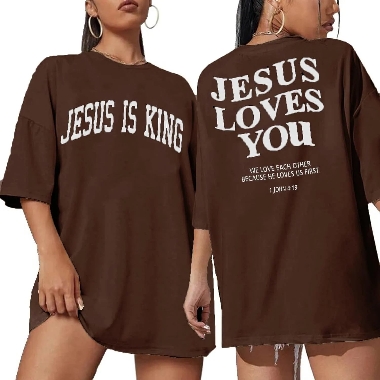 Christian Oversized Shirts for Women Jesus God Shirt Faith Tees Bible Verse T-Shirt Religious Inspirational Tops