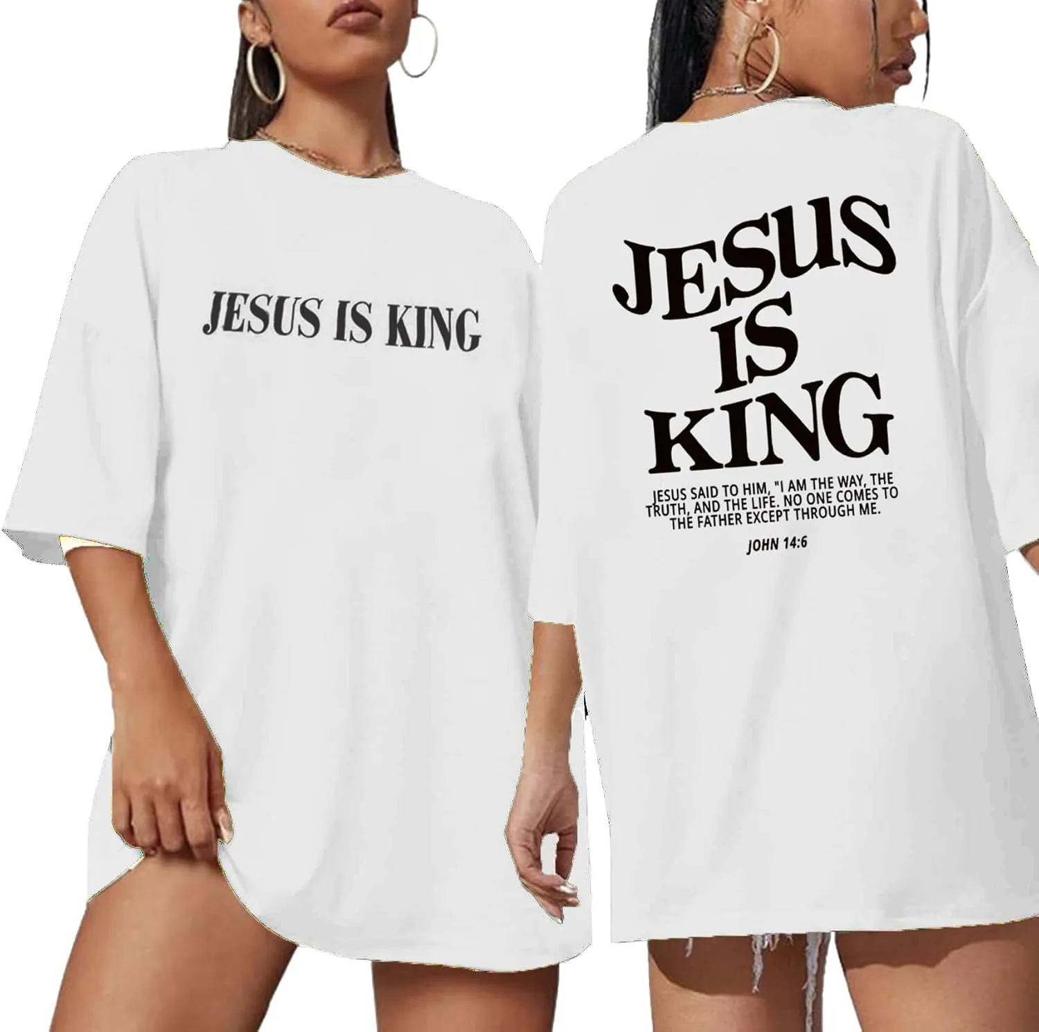 Christian Oversized Shirts for Women Jesus God Shirt Faith Tees Bible Verse T-Shirt Religious Inspirational Tops