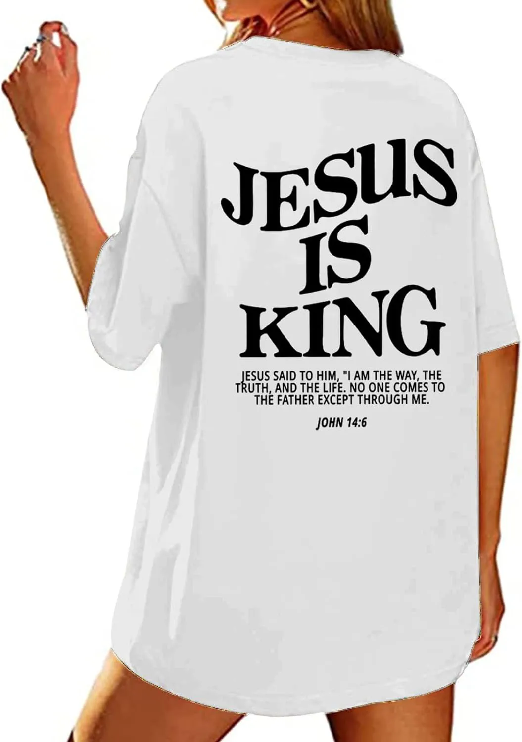 Christian Oversized Shirts for Women Jesus God Shirt Faith Tees Bible Verse T-Shirt Religious Inspirational Tops