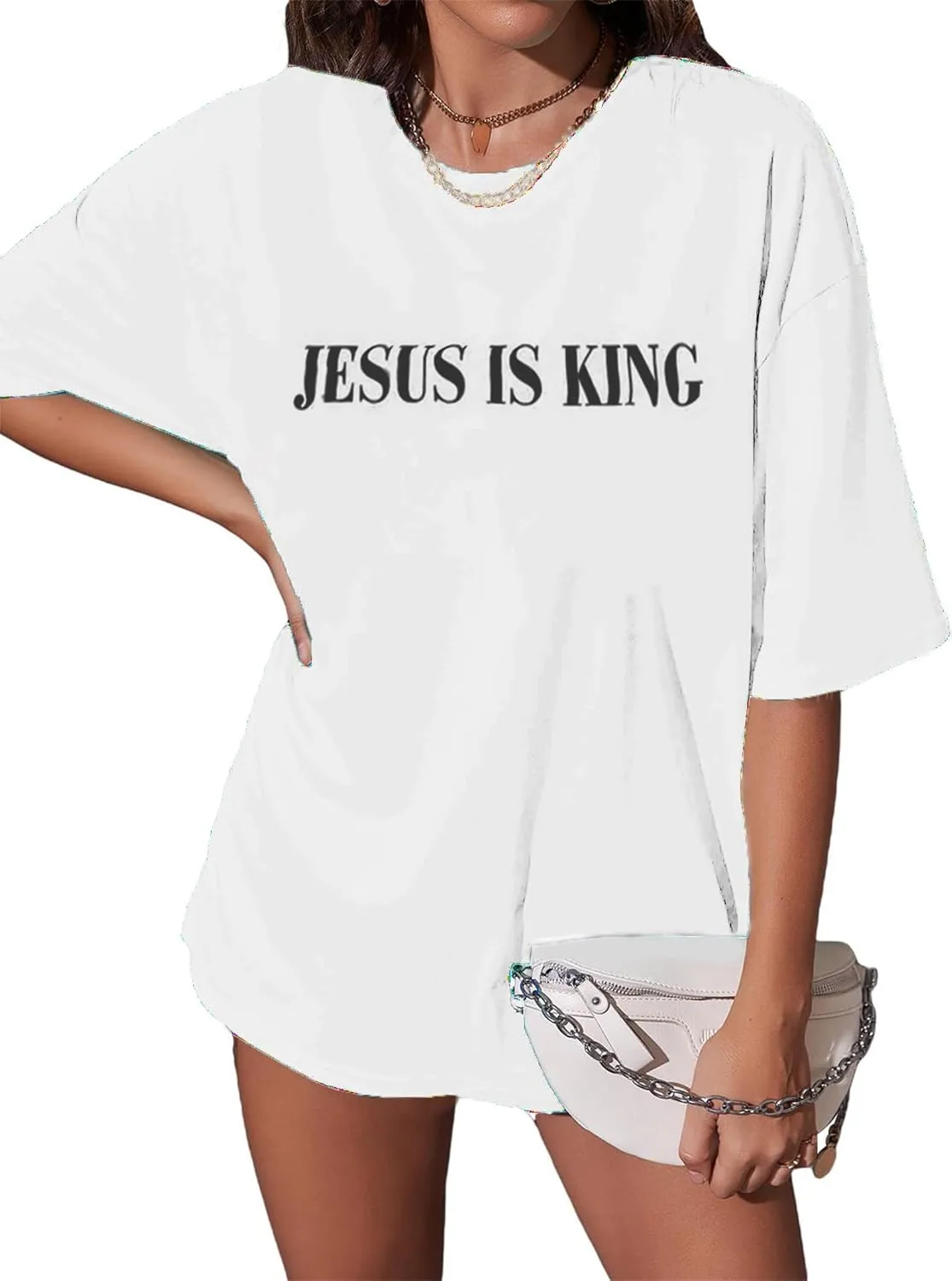 Christian Oversized Shirts for Women Jesus God Shirt Faith Tees Bible Verse T-Shirt Religious Inspirational Tops