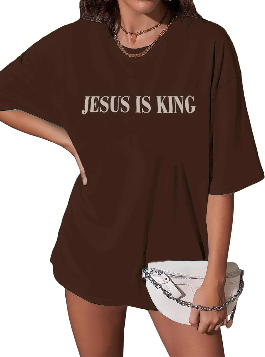 Christian Oversized Shirts for Women Jesus God Shirt Faith Tees Bible Verse T-Shirt Religious Inspirational Tops