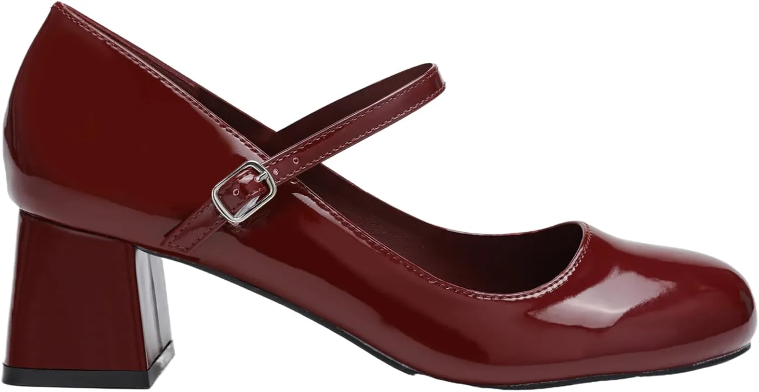 CIDER Patent Leather Chunky Heeled Mary Jane Shoes