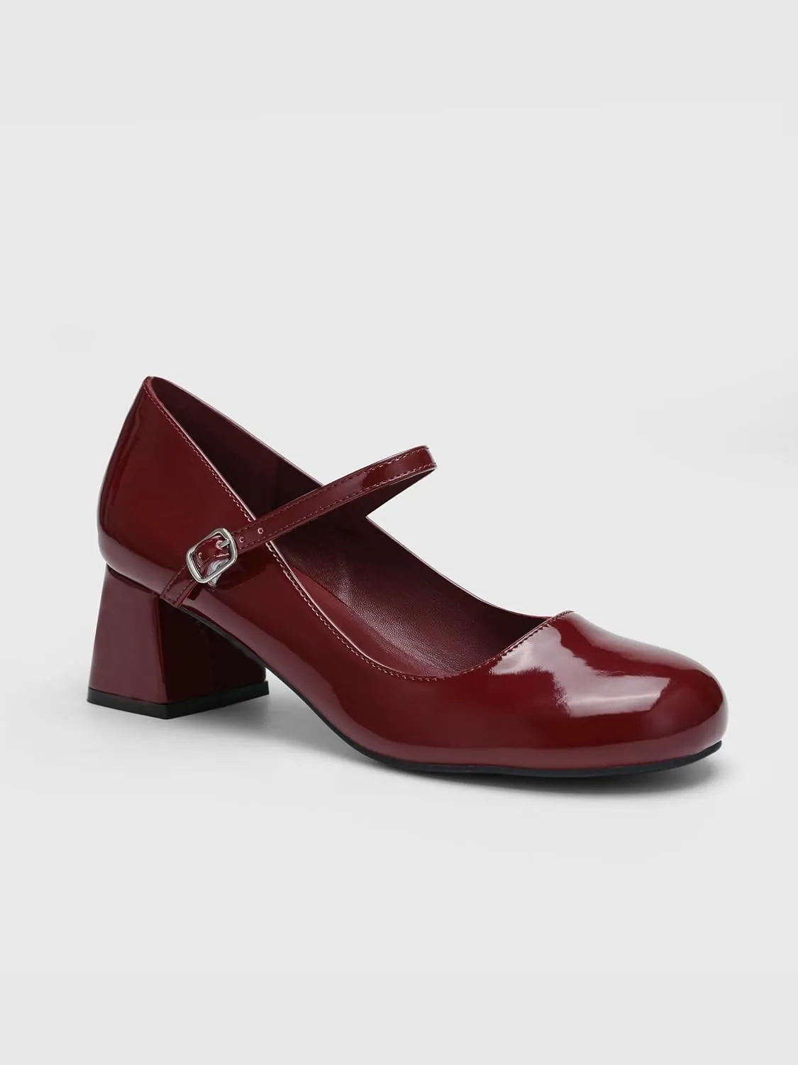 CIDER Patent Leather Chunky Heeled Mary Jane Shoes